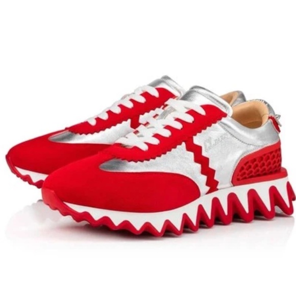 NEW Christian Louboutin LOUBISHARK Sneakers Red Silver Men's EU43